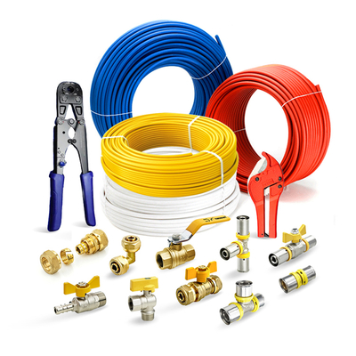 Tubomart 16-32mm Factory Price OEM Blue Προσαρμόστε τα εξαρτήματα Pex Pex Al Pipe Connector Brass Pex Press Fitting Pressfittings
