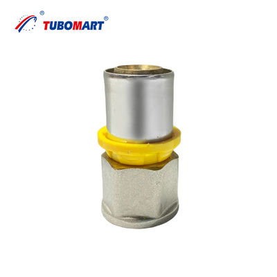 Tubomart OEM PEX-AL-PEX Th Type Press Fitting FEMALE ELBOW UNION WITH WALL-PALTE for PEX AL PEX Multilayer Pipe for  Gas System